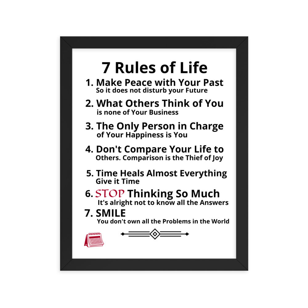 Framed Rules of Life Poster