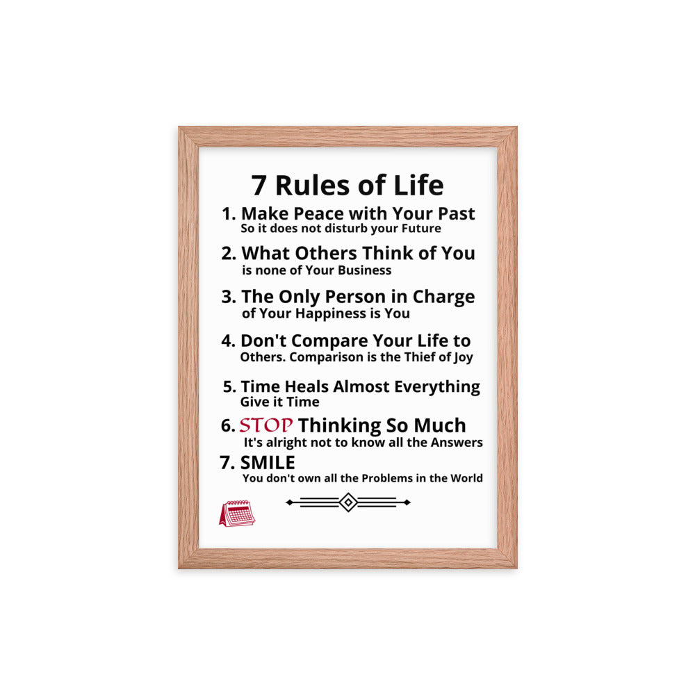 Framed Rules of Life Poster