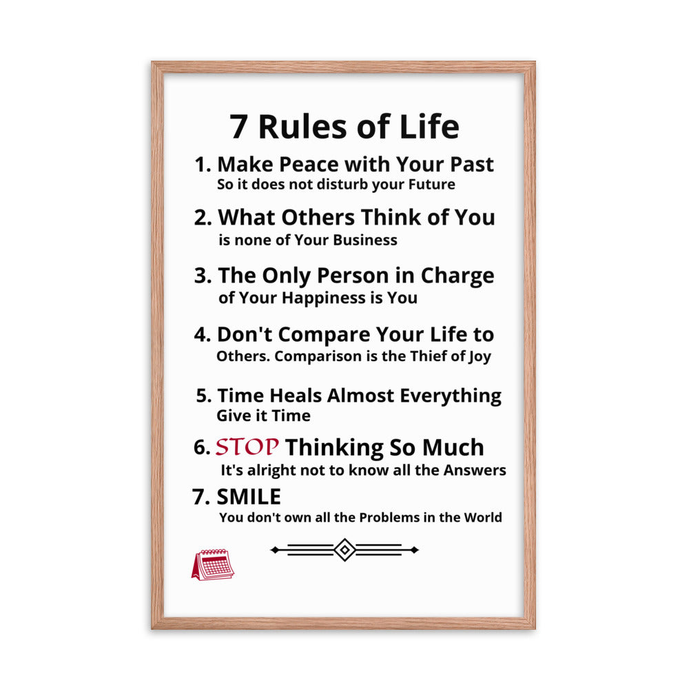 Framed Rules of Life Poster