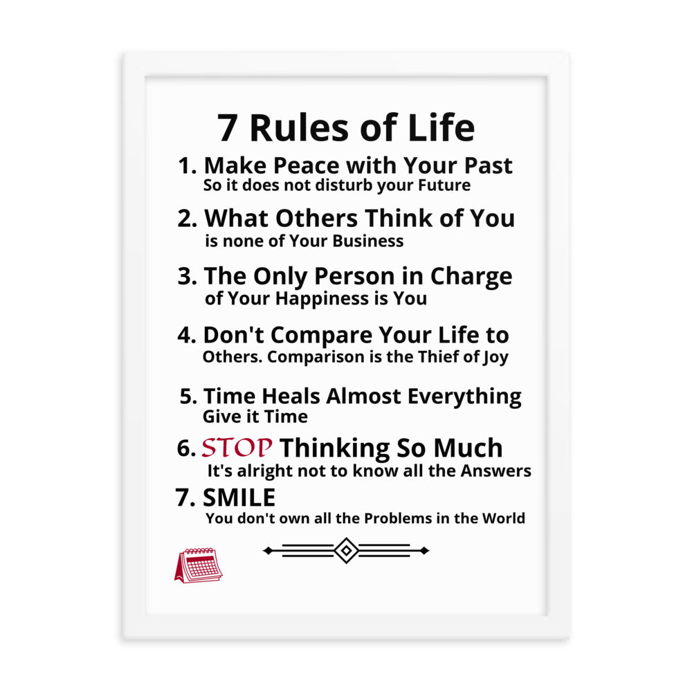 Framed Rules of Life Poster