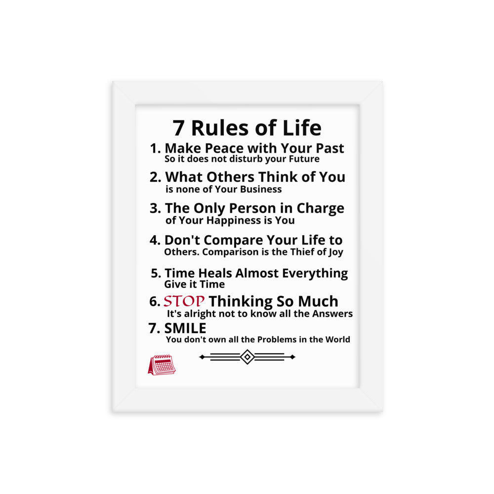 Framed Rules of Life Poster