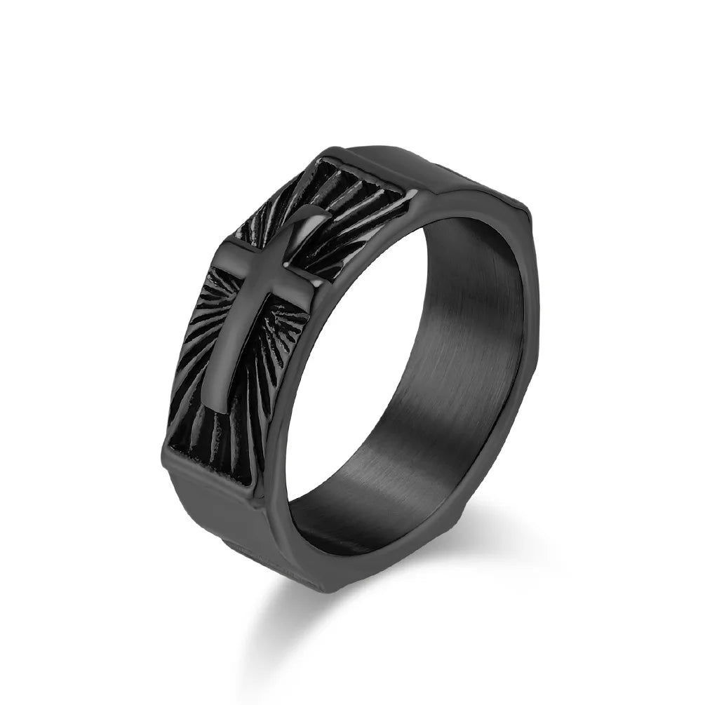 Men's Stainless Steel Cross Ring