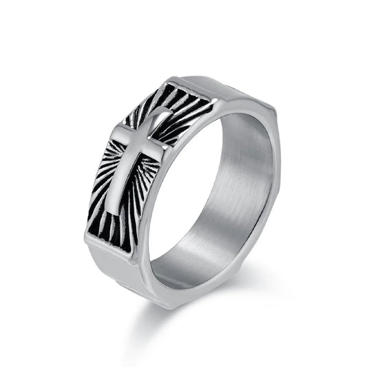 Men's Stainless Steel Cross Ring