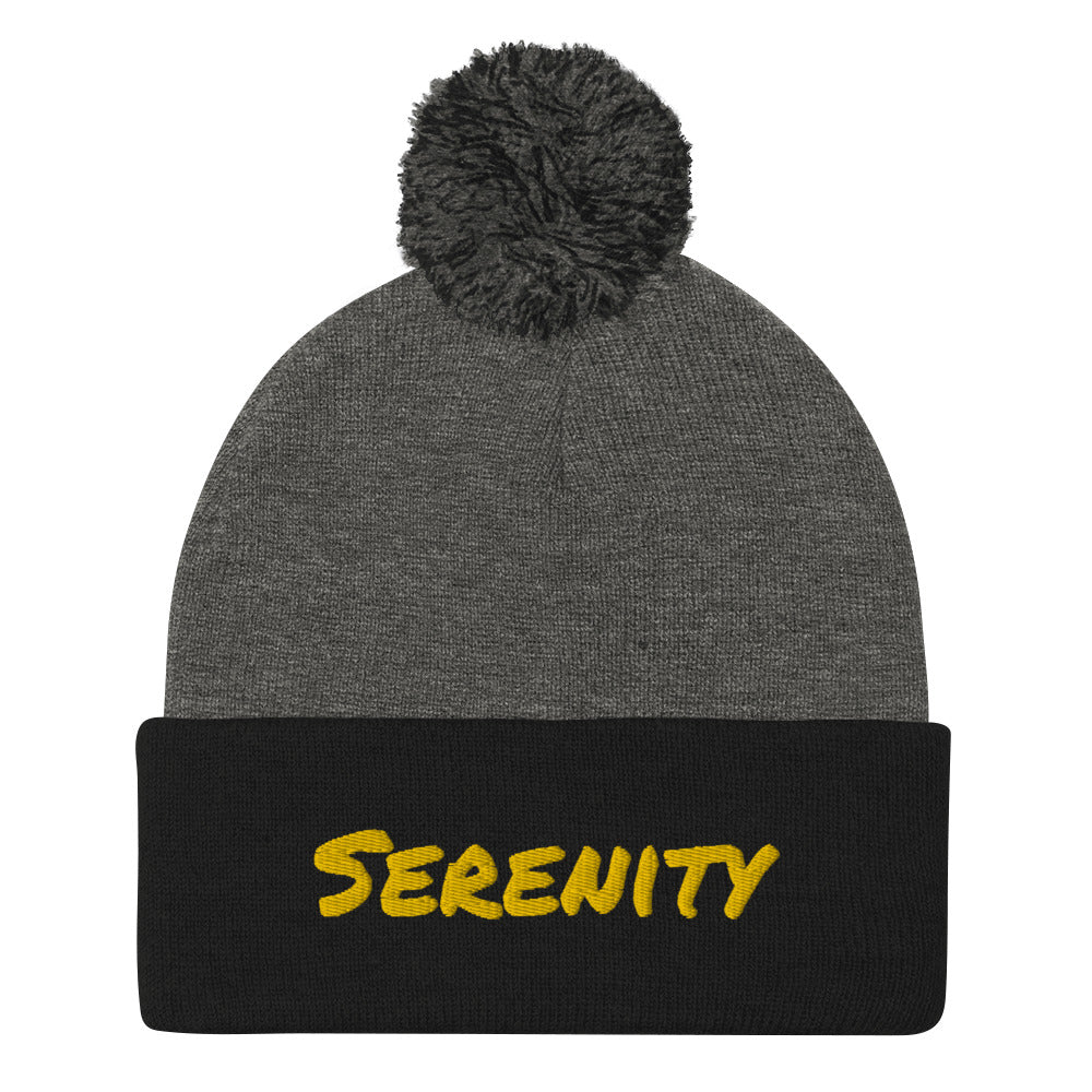 Serenity Pom-Pom Beanie - This Product May Be Customized With Your Own Word or Phrase.