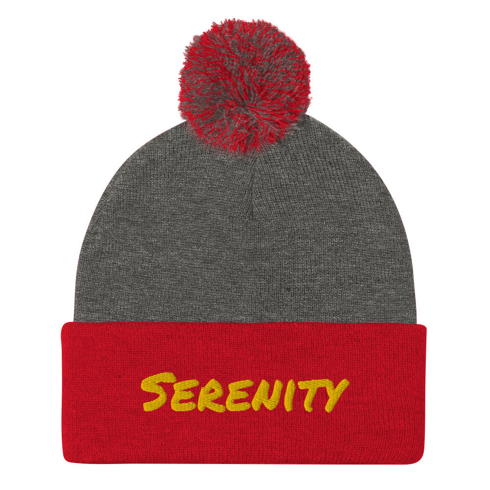 Serenity Pom-Pom Beanie - This Product May Be Customized With Your Own Word or Phrase.