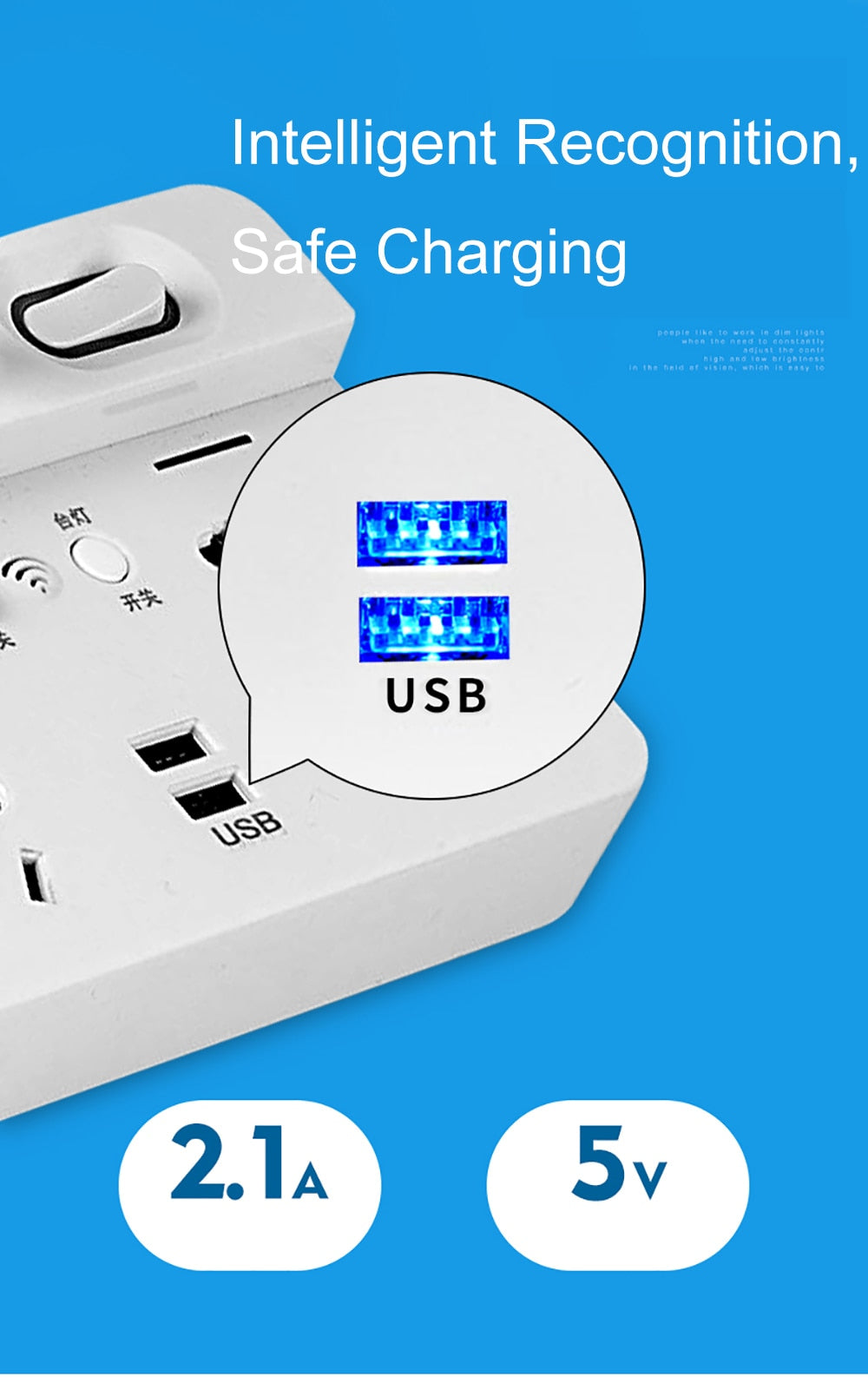 Power Strip with USB and Reading Lamp