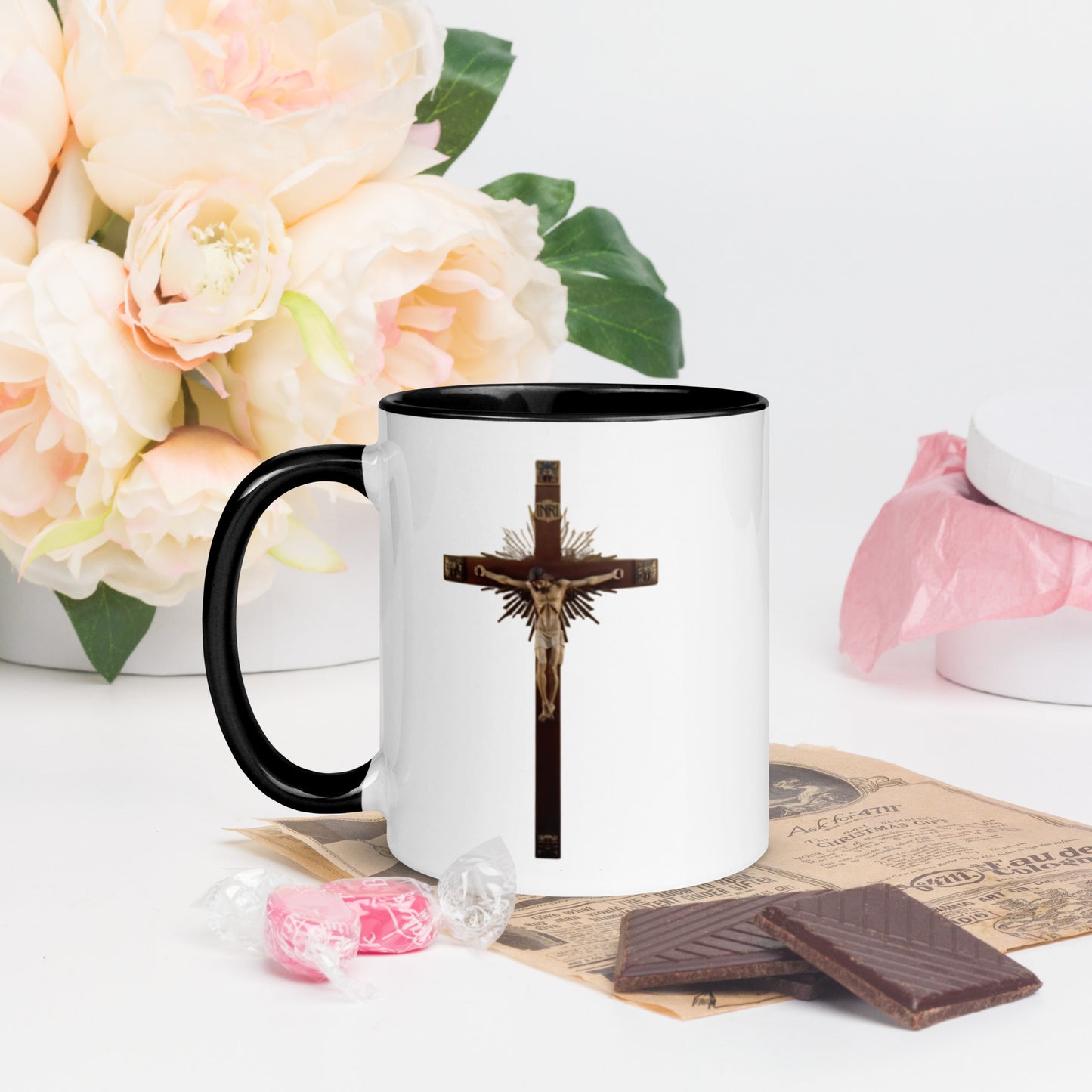 Crucifix Mug with Color Inside