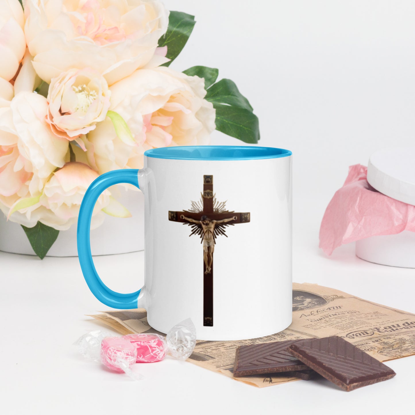 Crucifix Mug with Color Inside