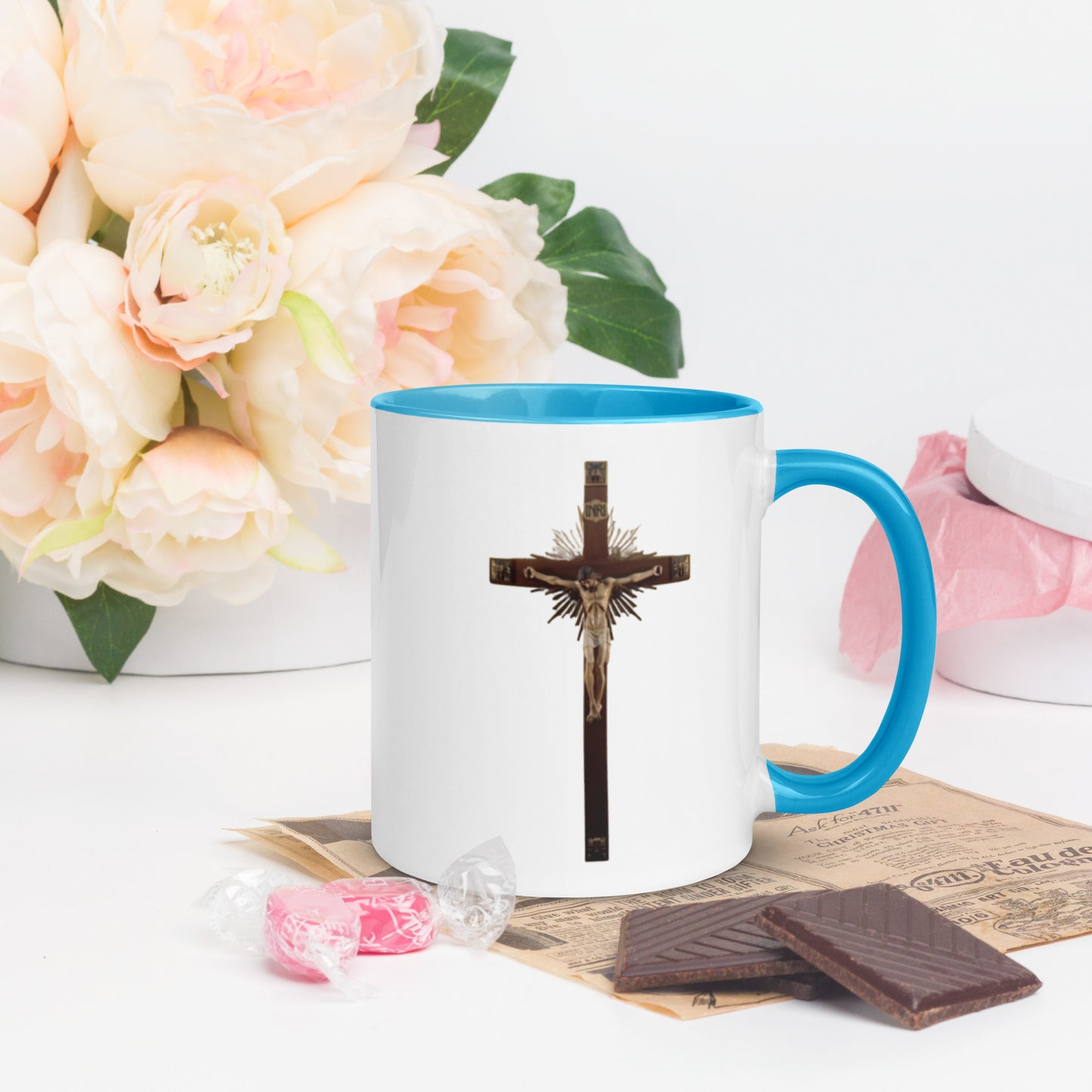 Crucifix Mug with Color Inside