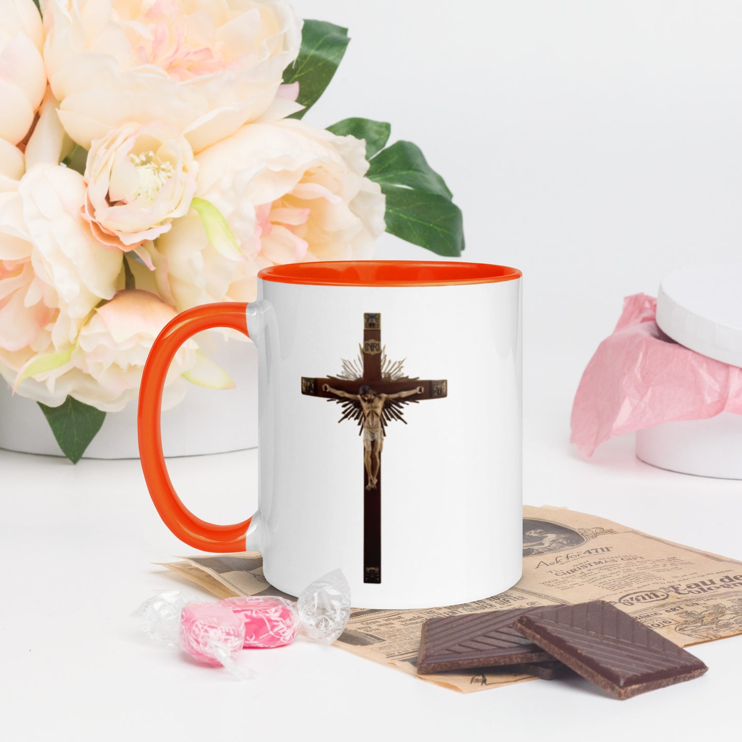 Crucifix Mug with Color Inside
