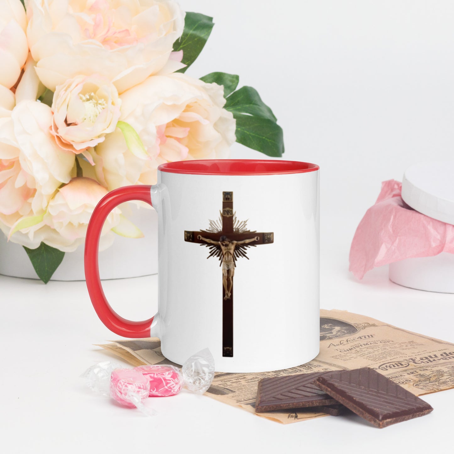 Crucifix Mug with Color Inside