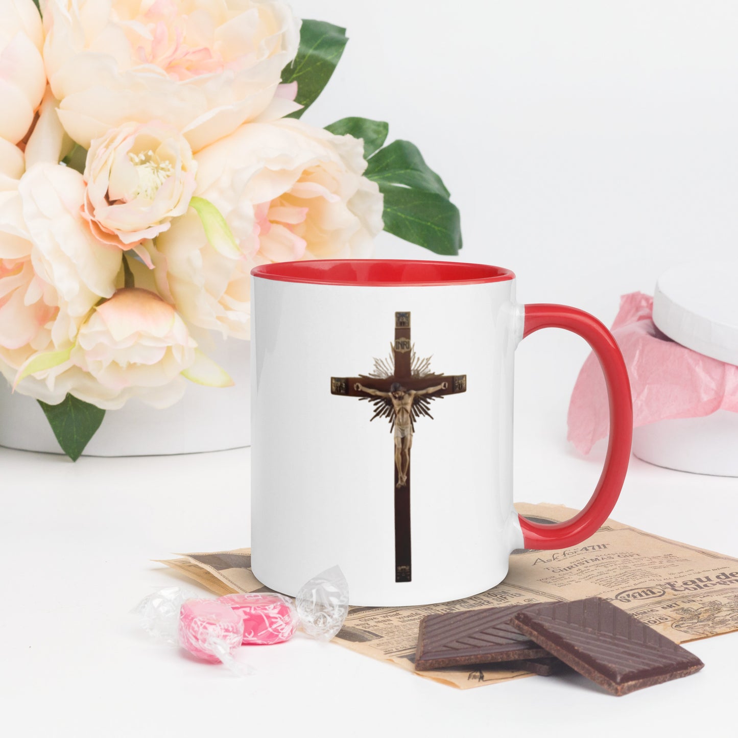 Crucifix Mug with Color Inside
